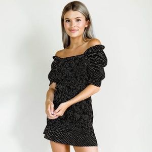 KITTENISH DESI Polka Dot Black Dress